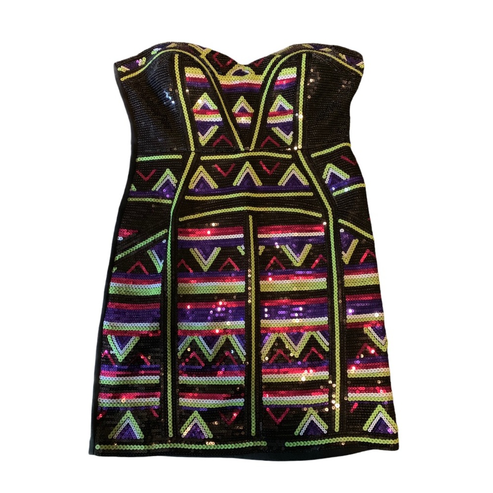 BEBE Strapless Sexy Sequined Cocktail Dress!